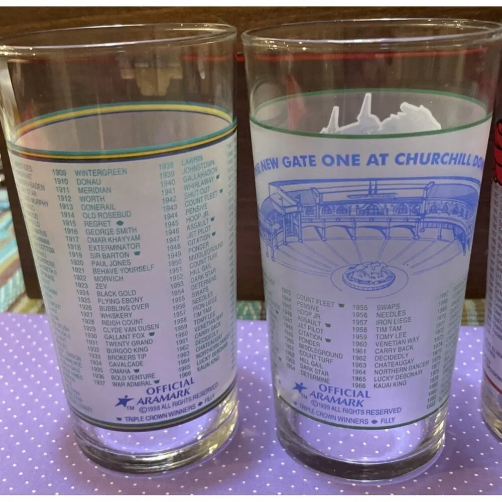 Kentucky Derby Drinking Glasses Julep LOT OF 4 1999 2000‎ 2001 2003 Vintage 5.5”